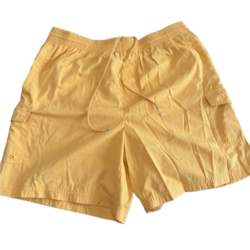 Tori Richard’s Yellow Elastic Waist Swim Trunks Lined With Pockets size L